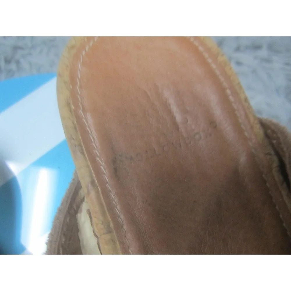 Yellow Box Sandals Womens Size 8 Brown Suede Fringe Thong Cork Wedge Slip On - Picture 5 of 8
